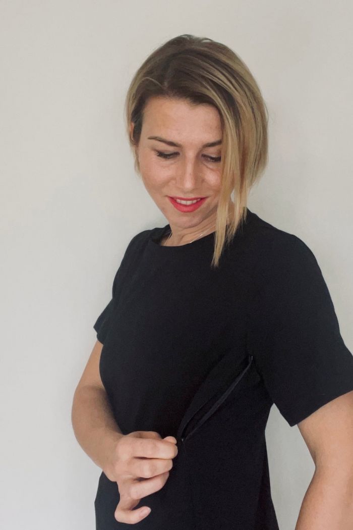 Tricou negru cu fermoare ascunse S Beautiful
